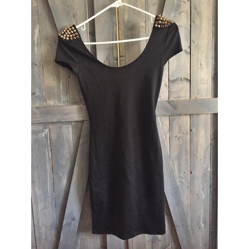 Gold Studded Black Dress - Picture 2 of 4